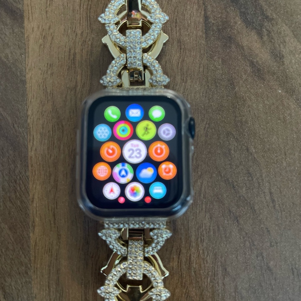 2 Apple Watch Band(watch excluded)with Gold and Silver Rhinestone Band